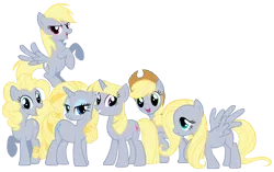 Size: 5400x3400 | Tagged: safe, artist:shadowhedgiefan91, derpibooru import, applejack, derpy hooves, fluttershy, pinkie pie, rainbow dash, rarity, twilight sparkle, pegasus, pony, female, mane 6 recolors, mane six, mare, recolor, underp, xk-class end-of-the-world scenario