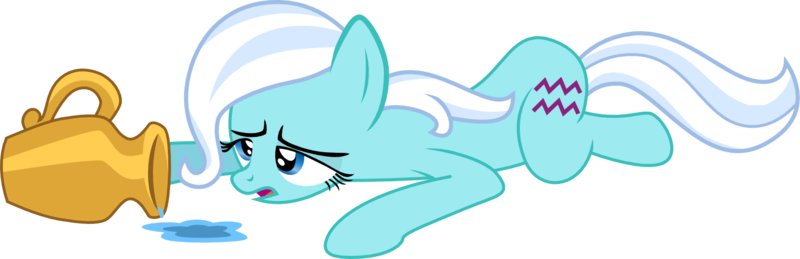 Size: 1459x473 | Tagged: safe, artist:chipmagnum, derpibooru import, oc, oc:aquarius, unofficial characters only, earth pony, pony, aquarius, female, jug, mare, ponyscopes, prone, simple background, solo, transparent background, water, zodiac