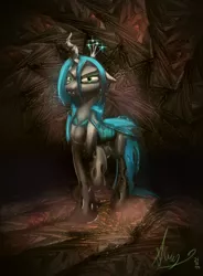 Size: 2338x3180 | Tagged: artist:alumx, changeling, changeling queen, derpibooru import, female, machine, queen chrysalis, safe, solo