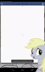 Size: 800x1280 | Tagged: safe, derpibooru import, derpy hooves, android, pegasus, pony, crying, derp, facebook, female, loading screen, mare