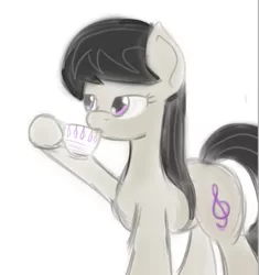 Size: 639x679 | Tagged: safe, artist:jade meteor, derpibooru import, octavia melody, earth pony, pony, cup, drinking, female, mare, simple background, solo, tea, teacup