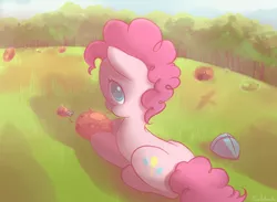 Size: 1200x879 | Tagged: artist:wolfiedrawie, crossover, derpibooru import, pinkie pie, poring, ragnarok online, safe