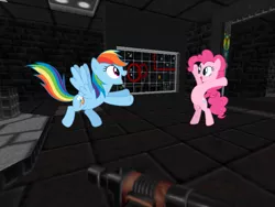 Size: 800x600 | Tagged: safe, derpibooru import, screencap, pinkie pie, rainbow dash, earth pony, pegasus, pony, assault rifle, cyoa, female, fps, gun, interactive, mare, rebel, rebellion, screenshots, strife (videogame), video game