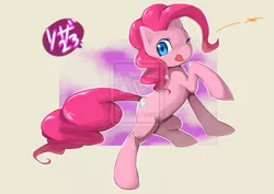 Size: 1024x724 | Tagged: safe, artist:riza23, derpibooru import, pinkie pie, earth pony, pony, deviantart watermark, female, japanese, mare, obtrusive watermark, one eye closed, solo, tongue out, watermark, wink