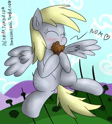 Size: 1086x1200 | Tagged: safe, artist:ziemniax, derpibooru import, derpy hooves, pegasus, pony, 30 minute art challenge, female, mare, muffin, solo