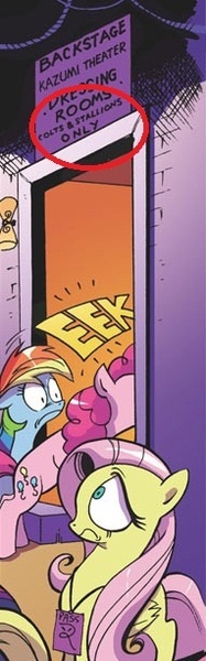 Size: 191x612 | Tagged: safe, derpibooru import, idw, fluttershy, pinkie pie, rainbow dash, spoiler:comic, backstage