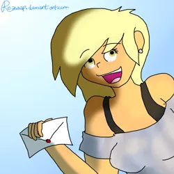 Size: 1024x1024 | Tagged: safe, artist:rezzap, derpibooru import, derpy hooves, 30 minute art challenge, humanized, letter