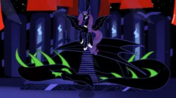 Size: 4279x2403 | Tagged: safe, artist:dotrook, derpibooru import, nightmare rarity, rarity, spike, alicorn, dragon, pony, fanfic, fanfic:a nightmare state of mind, dance of the nightmares, duo, fanfic art, female, hilarious in hindsight, male, maleficent, nightmare raricorn, nightmare sparity, nightmare spike, race swap, raricorn, shipping, sparity, straight, winged spike