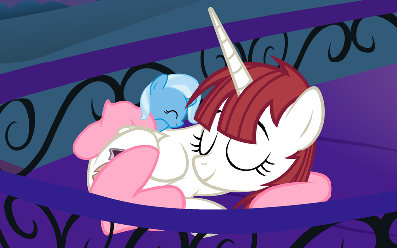 Size: 4000x2500 | Tagged: safe, artist:beavernator, derpibooru import, trixie, oc, oc:fausticorn, ponified, pony, baby, baby pony, balcony, clothes, cute, diatrixes, eyes closed, faustabetes, filly, foal, lauren faust, prone, sleeping, smiling, socks