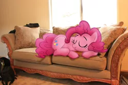 Size: 4272x2848 | Tagged: artist:sniper6vs7rocket, couch, derpibooru import, pinkie pie, ponies in real life, safe, sleeping, vector