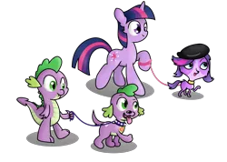 Size: 1396x995 | Tagged: safe, artist:041744, derpibooru import, spike, spike the regular dog, twilight sparkle, dog, unicorn, equestria girls, collar, crossover, doggy dragondox, first image of spike the regular dog on derpibooru, leash, littlest pet shop, rumor, spike's dog collar, twilight barkle, unicorn twilight, zoe trent