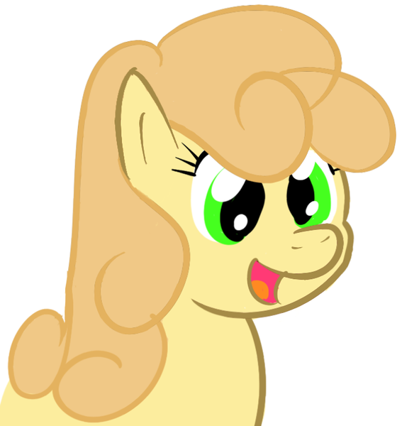 Size: 702x743 | Tagged: safe, derpibooru import, carrot top, golden harvest, earth pony, pony, female, mare, open mouth, simple background, smiling, solo, white background