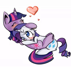 Size: 933x879 | Tagged: artist needed, blushing, cuddling, cute, derpibooru import, female, heart, lesbian, love, rarilight, rarity, safe, shipping, source needed, twilight sparkle