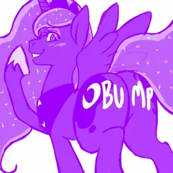 Size: 1280x1280 | Tagged: artist:sdteddybear, blushing, body writing, bump, female, moonbutt, plot, princess luna, solo, solo female, suggestive