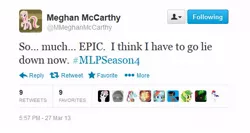 Size: 523x278 | Tagged: derpibooru import, meghan mccarthy, meghan mccarthy hype train, safe, season 4, text, twitter