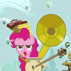 Size: 245x245 | Tagged: source needed, useless source url, safe, derpibooru import, screencap, pinkie pie, earth pony, parasprite, pony, swarm of the century, accordion, animated, banjo, cropped, cymbals, female, harmonica, mare, musical instrument, one-pony band, puffy cheeks, solo, sousaphone, tambourine, tuba