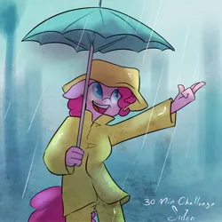 Size: 990x990 | Tagged: anthro, artist:siden, derpibooru import, pinkie pie, rain, safe, umbrella