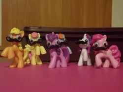 Size: 500x375 | Tagged: applejack, derpibooru import, fluttershy, googly eyes, moustache, pinkie pie, rainbow dash, safe, toy, twilight sparkle