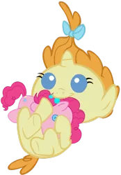 Size: 745x1072 | Tagged: safe, artist:tehcrashxor, derpibooru import, pinkie pie, pumpkin cake, pony, unicorn, baby, doll, female, plushie