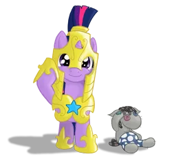 Size: 1600x1500 | Tagged: safe, artist:muffinshire, derpibooru import, smarty pants, twilight sparkle, pony, unicorn, armor, cute, female, filly, filly twilight sparkle, loose fitting clothes, muffinshire is trying to murder us, royal guard, royal guard armor, salute, twiabetes, younger