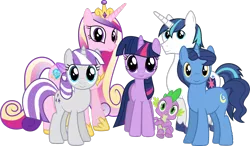 Size: 1600x932 | Tagged: artist:90sigma, derpibooru import, edit, family photo, group photo, group picture, night light, princess cadance, safe, shining armor, simple background, spike, spike's family, transparent background, twilight sparkle, twilight velvet