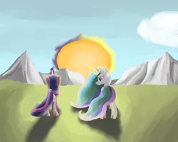 Size: 1500x1200 | Tagged: artist:20percentcool, derpibooru import, princess celestia, safe, sun, twilight sparkle