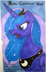 Size: 497x782 | Tagged: safe, artist:jenkiwi, derpibooru import, princess luna, alicorn, pony, female, mare, profile, solo, tabletop game, traditional art, traditional royal canterlot voice