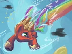 Size: 4000x3000 | Tagged: safe, artist:lukeine, derpibooru import, big macintosh, earth pony, pony, clear the skies, flying, game, gameloft, glimmer wings, male, stallion