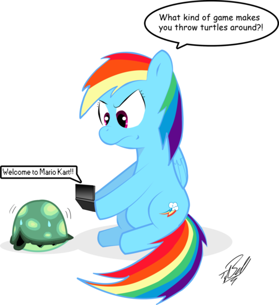 Size: 856x933 | Tagged: artist:bandit87, comic sans, dead source, derpibooru import, gameboy advance sp, mario kart, nintendo, rainbow dash, safe, tank, video game