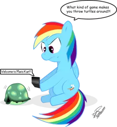 Size: 856x933 | Tagged: artist:bandit87, comic sans, dead source, derpibooru import, gameboy advance sp, mario kart, nintendo, rainbow dash, safe, tank, video game