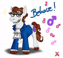 Size: 550x500 | Tagged: austin powers, clothes, derpibooru import, glasses, grin, looking at you, ponified, safe, shirt, smiling, standing