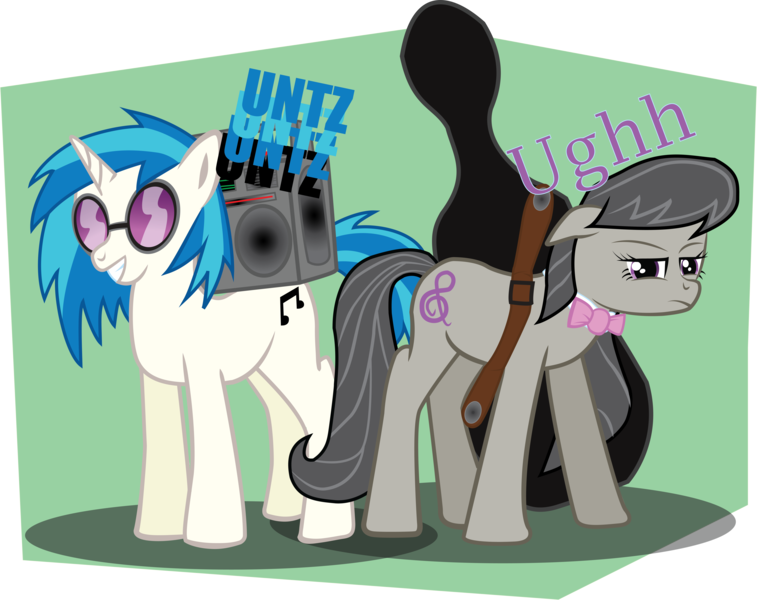 Size: 7988x6331 | Tagged: absurd resolution, artist:lukeine, cello, derpibooru import, musical instrument, octavia melody, radio, safe, vinyl scratch