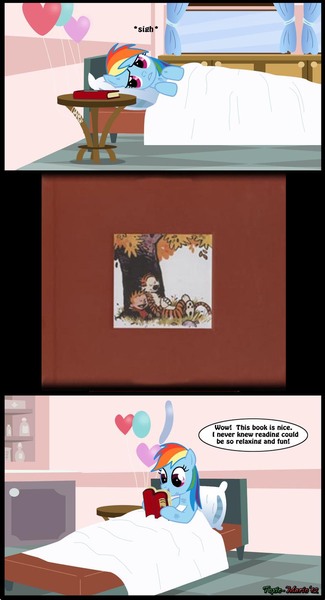 Size: 798x1473 | Tagged: calvin and hobbes, derpibooru import, rainbow dash, reading rainbow, safe