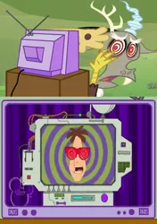 Size: 564x800 | Tagged: derpibooru import, discord, exploitable meme, heinz doofenshmirtz, hypnosis, phineas and ferb, safe, tv meme