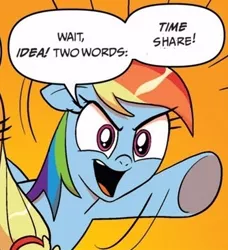 Size: 334x366 | Tagged: applejack, buzz lightyear of star command, derpibooru import, exploitable meme, idw, meme, rainbow dash, safe, teenage mutant ninja turtles, two words meme