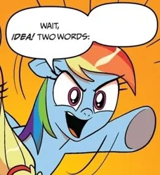 Size: 334x366 | Tagged: safe, derpibooru import, idw, applejack, rainbow dash, pegasus, pony, comic, exploitable, exploitable meme, female, meme, template, two words meme