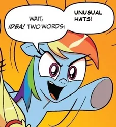 Size: 334x366 | Tagged: applejack, derpibooru import, edit, everything is ruined, exploitable meme, hat, idw, meme, rainbow dash, safe, team fortress 2, two words meme