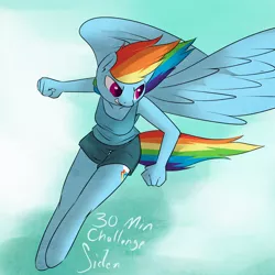 Size: 1200x1200 | Tagged: 30 minute art challenge, anthro, artist:siden, derpibooru import, rainbow dash, safe, unguligrade anthro