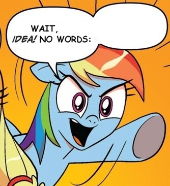 Size: 334x366 | Tagged: applejack, comic, derpibooru import, edit, exploitable, exploitable meme, idw, meme, rainbow dash, safe, two words meme