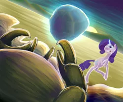 Size: 1024x853 | Tagged: artist:elsendor, crab, derpibooru import, rarity, rarity fighting a giant crab, safe, tom