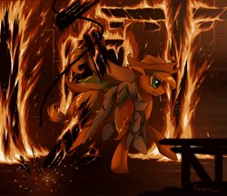 Size: 1716x1482 | Tagged: applejack, artist:jackjacko-eponymous, burning, carrying, collapse, danger, dead source, derpibooru import, epic, fire, rainbow dash, rescue, safe