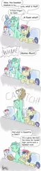 Size: 600x2500 | Tagged: artist:tnu, baseball, baseball glove, bon bon, catching, comic, derpibooru import, foam finger, juice box, lyra heartstrings, oc, safe, stadium, sweetie drops