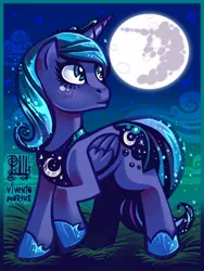 Size: 774x1032 | Tagged: artist:viventomortus, derpibooru import, moon, night, princess luna, safe, solo