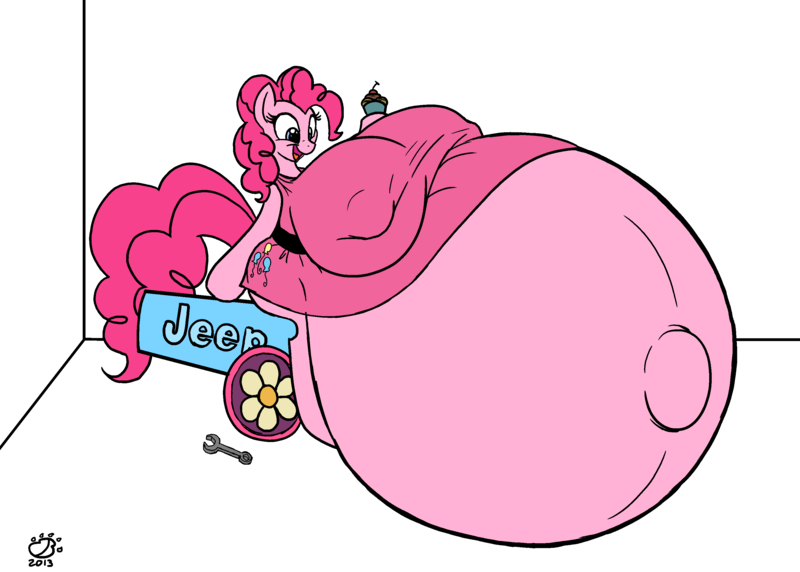 Size: 3144x2249 | Tagged: anthro, artist:badgerben, artist:ultragamer89, belly button, big breasts, breasts, busty pinkie pie, cannon, female, huge breasts, hyper pregnancy, impossibly large belly, impossibly large breasts, inflation, jeep, nipples, party cannon, pinkie pie, pregnant, questionable, unguligrade anthro