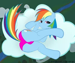 Size: 4000x3323 | Tagged: absurd resolution, artist:pinkiepizzles, bedroom eyes, clothes, cloud, female, panties, plot, rainbow dash, solo, solo female, suggestive, trace, underwear
