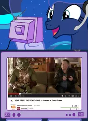 Size: 563x769 | Tagged: derpibooru import, exploitable meme, gamer luna, gorn, james t kirk, princess luna, safe, star trek, tv meme, william shatner