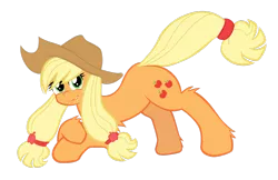 Size: 1280x827 | Tagged: alternate hairstyle, applejack, artist:the-wag, crossed hooves, derpibooru import, safe, simple background, solo, transparent background, vector