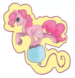 Size: 494x515 | Tagged: safe, artist:weepysheep, derpibooru import, pinkie pie, balloon, simple background, smiling, solo, sticker, unshorn fetlocks, white background