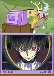 Size: 414x586 | Tagged: safe, derpibooru import, discord, code geass, exploitable meme, lelouch lamperouge, tv meme