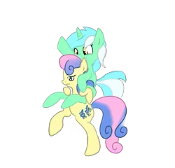 Size: 1121x1076 | Tagged: safe, artist:phillnana, derpibooru import, bon bon, lyra heartstrings, sweetie drops, earth pony, pony, unicorn, bipedal, bon bon is not amused, duo, grin, ponies riding ponies, riding, simple background, smiling, transparent background, unamused